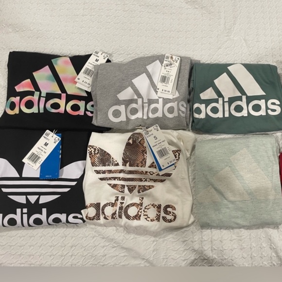 Nike Tops - NIKE ADIDAS LOT fitness t-shirts crew neck gym S/M black white three originals